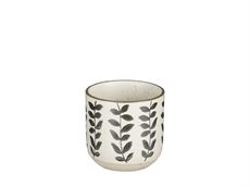 Keramik kop med bladranker - sort