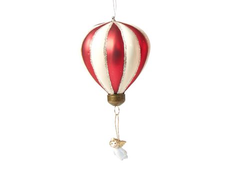 Julekugle ballon rød/hvid - engel