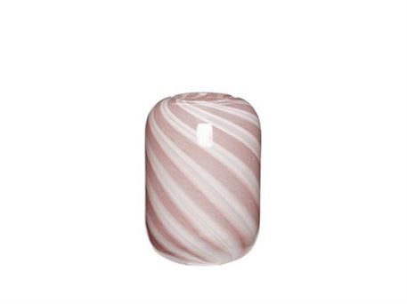 Glasvase - lyserød/hvid stribet - lille