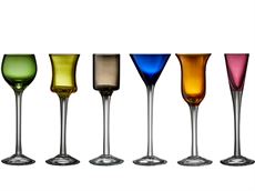 Snapseglas - forskellige farver - 6 stk