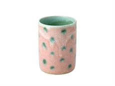 Håndlavet keramik krus - rosa prik