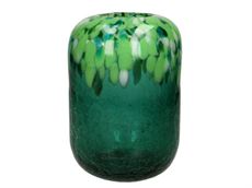 Glasvase - spættet m. grønne nuancer