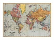 Vintage plakat verdenskort - 50x70 